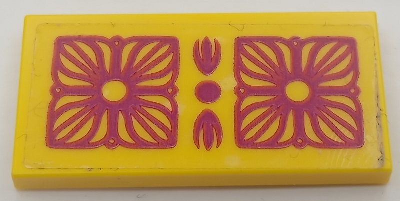 Lego Tile 2 x 4 with Rug with Magenta Geometric Floral Pattern (Sticker) - Set 41684