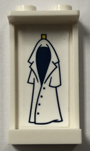 Lego Panel 1 x 2 x 3 with Side Supports - Hollow Studs with Hanging Lab Coat Pattern (Sticker) - Set 41445 / White