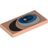 Lego Tile 2 x 4 with Eye, Azure Iris, Black Pupil, Black Eyebrow (Right) Print / Light Nougat