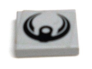 Lego Tile 2 x 2 with Black Crescent Pattern (Sticker) - Set 7709