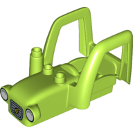 Lego Duplo Car Body Tractor with 2 Studs, Exhaust Pipe with Grill with Leaf, and White Headlights Print / Lime