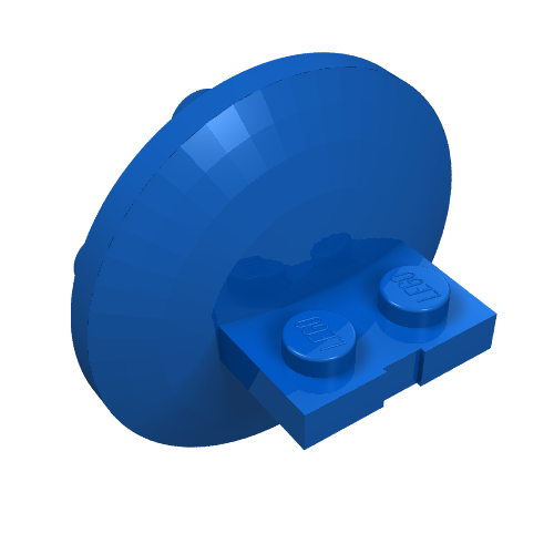 Lego Plate Special 1 x 2 with 4 x 4 disk at 90 degrees / Blue