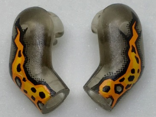Lego Arm, (Matching Left and Right) Pair with Orange and Yellow Flames Pattern / Trans-Brown