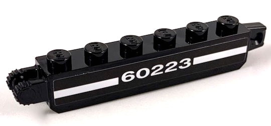 Lego Hinge Brick 1 x 6 Locking with White Stripe and '60223' Pattern on Both Sides (Stickers) - Set 60223