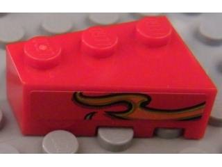 Lego Wedge 3 x 2 Left with Orange Flame Pattern Model Right Side (Sticker) - Set 8484