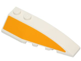 Lego Wedge 6 x 2 Right with Bright Light Orange Stripe Pattern (Sticker) - Set 75170 / White