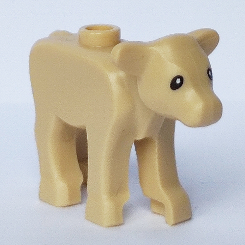 Lego Animal, Cow, Baby / Calf with Black Eyes and White Pupils Print