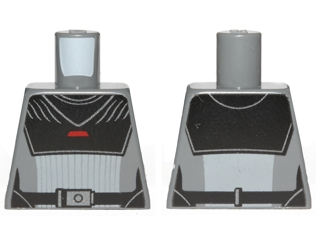 Lego Torso SW Black Armor Plates with Silver and Red Stripes Pattern (Inquisitor) / Dark Bluish Gray