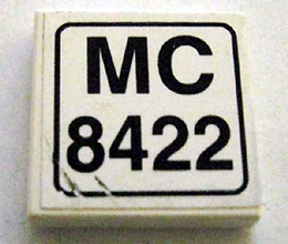 Lego Tile 2 x 2 with 'MC 8422' Pattern (Sticker) - Set 8422
