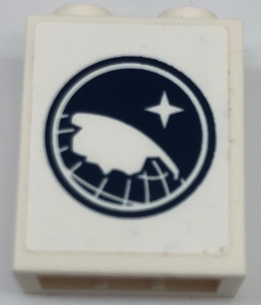 Lego Brick 1 x 2 x 2 with Inside Stud Holder with Arctic Explorer Logo on White Background Pattern (Sticker) - Set 60062 / White