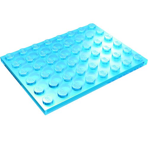 Lego Plate 6 x 8 / Trans-Light Blue