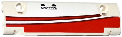 Lego Technic, Panel Curved 11 x 3 with Red Stripes, 2 Black Arrows and 'STEP' Pattern Model Left Side (Sticker) - Set 42040 / White