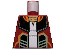 Lego Torso SW Open Jacket with Black, Orange and Sand Green Lines and Pony Tails on Back Pattern (Hondo Ohnaka) / Dark Red