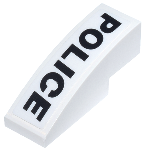 Lego Slope, Curved 3 x 1 with Black 'POLICE' Pattern Model Right Side (Sticker) - Set 8152