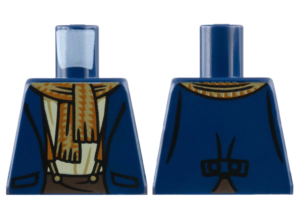 Lego Torso Jacket, Tan Shirt, Dark Tan and Dark Orange Scarf, Suspenders, Dark Brown Pants Pattern / Dark Blue