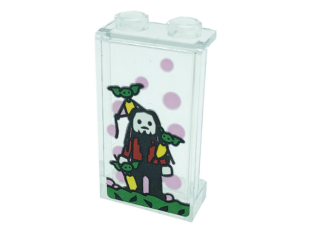 Lego Panel 1 x 2 x 3 with Side Supports - Hollow Studs with Bright Pink Dots and Minifigure Pattern (Sticker) - Set 76388