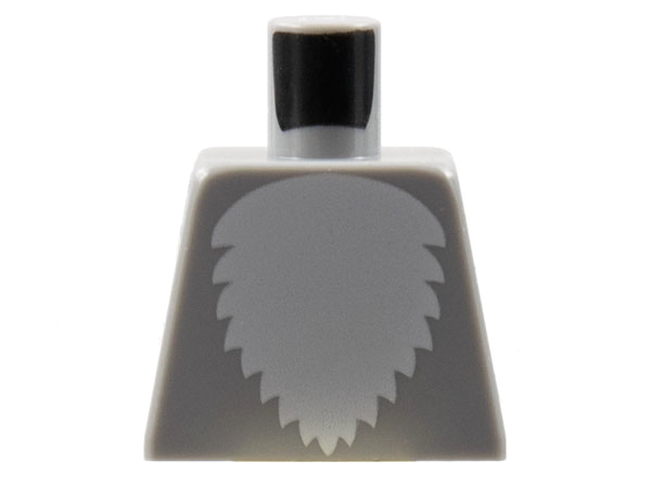 Lego Torso with White Fur Pattern / Light Bluish Gray