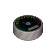 Lego Tile Round 1 x 1 with Gauge and Red Pointer Print