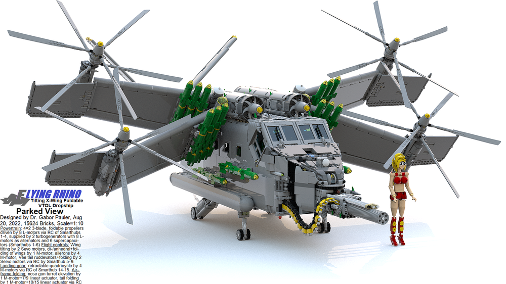 Lego Flying Rhino Foldable VTOL Dropship