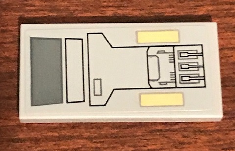 Lego Tile 2 x 4 with SW Machinery and Tan Rectangles Pattern (Sticker) - Set 75158 / Light Bluish Gray