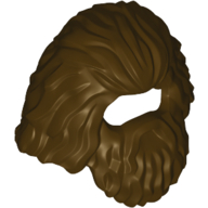 Lego Hair with Beard and Moustache, Long and Bushy / Dark Brown