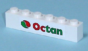 Lego Brick 1 x 6 with Octan Logo Pattern (Sticker) - Set 7641 / White