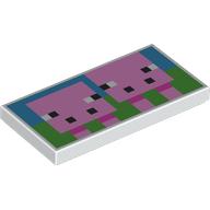 Lego Tile 2 x 4 with Two Pixelated Pigs Print