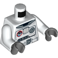 Lego Torso Spacesuit with Space Logo and Equipment Print Front and Back, White Arms, Dark Bluish Gray Hands / White