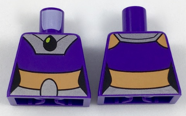 Lego Torso Female Top with Silver Yoke and Belt, Black Pendant, Nougat Midriff Pattern / Dark Purple