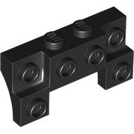 Lego Brick Special 2 x 4 - 1 x 4 with 2 Recessed Studs and Thin Side Arches / Black