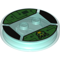 Lego Function Brick Round 4 x 4 x 2/3 with 2 Studs and Circuits and 8-Bit Shooter Print