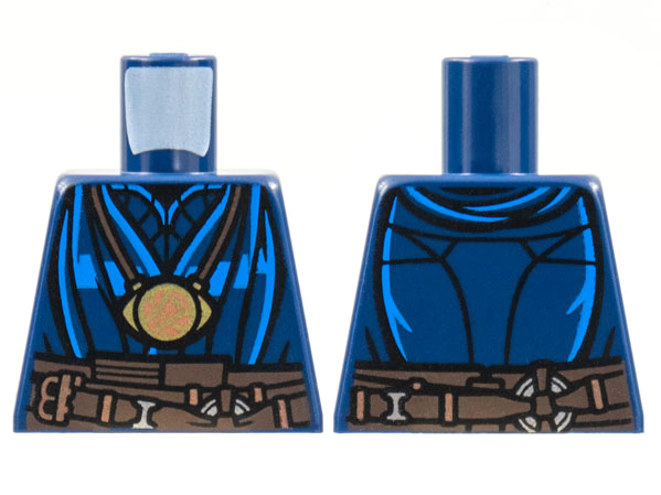 Lego Torso Robe with Dark Azure Trim, Gold and Copper Pendant Necklace, Dark Brown Belt Pattern / Dark Blue