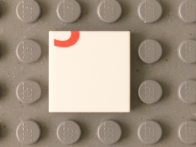 Lego Tile 2 x 2 with Red '3' Lower Half Pattern / White