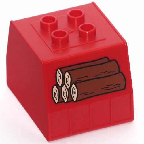 Lego Duplo Train Freight Container with Timber / Logs Print / Red