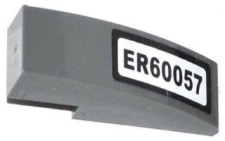 Lego Slope, Curved 3 x 1 with 'ER60057' on White Background Pattern (Sticker) - Set 60057