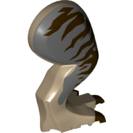 Lego Animal Body Part, Dinosaur, Tyrannosaurus Rex Leg, Right, with Pin, Dark Brown Claws and Dark Brown Stripes on Dark Bluish Gray Print