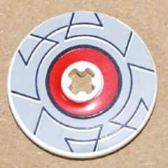 Lego Technic, Disk 3 x 3 with Light Gray Border Around Red Circle Pattern (Sticker) - Sets 8482 / 8483