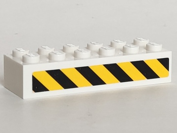 Lego Brick 2 x 6 with Black and Yellow Danger Stripes Pattern Model Right Side (Sticker) - Set 5983