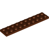 Lego Plate 2 x 10 / Reddish Brown
