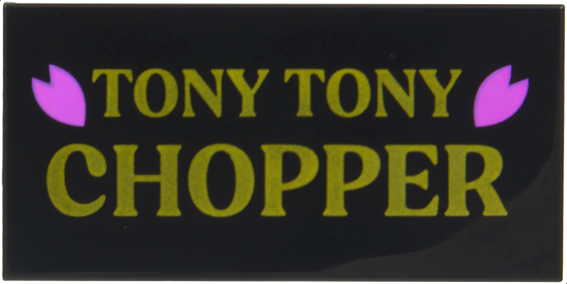 Lego Tile 2 x 4 with Gold 'TONY TONY CHOPPER' and Dark Pink Petals Pattern