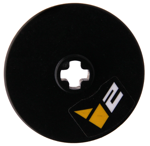 Lego Technic, Disk 3 x 3 with White Number 2 and Yellow Polygons Pattern (Sticker) - Set 42095