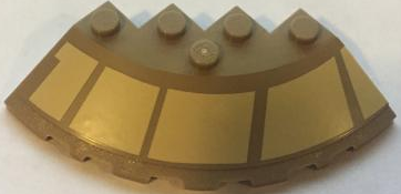 Lego Brick, Round Corner 6 x 6 with Slope 33 Edge, Facet Cutout with Tan Starhopper Markings Pattern Model Left Side (Sticker) - Set 75024