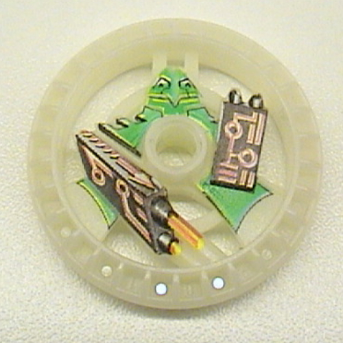 Lego Technic Disc 5 x 5 Notched, Laser with Robot Print / Glow In Dark Opaque