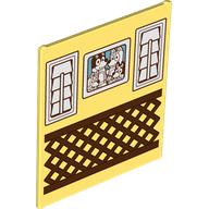 Lego Glass for Frame 1 x 6 x 6 with White 3-Pane Window / Window, Mirror, Toilet Brush Print