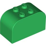 Lego Brick Curved 2 x 4 x 2 Double [Plain] / Green