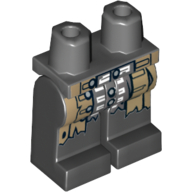 Lego Hips and Black Legs with Dark Tan Naval Uniform Jacket Tails Tattered with Silver Buttons and White Trim Print / Dark Bluish Gray