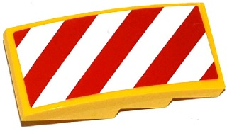 Lego Slope, Curved 4 x 2 with Red and White Danger Stripes Pattern Model Left Side (Sticker) - Set 60076
