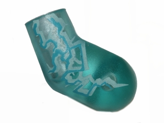 Lego Arm, Left with White and Light Blue Lightning Bolts Pattern / Trans-Light Blue