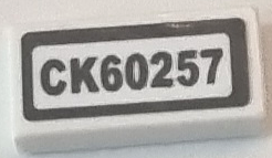 Lego Tile 1 x 2 with 'CK60257' Pattern (Sticker) - Set 60257
