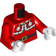 Lego Torso, White Furls, Collar print, Red Arms, White Hands / Red